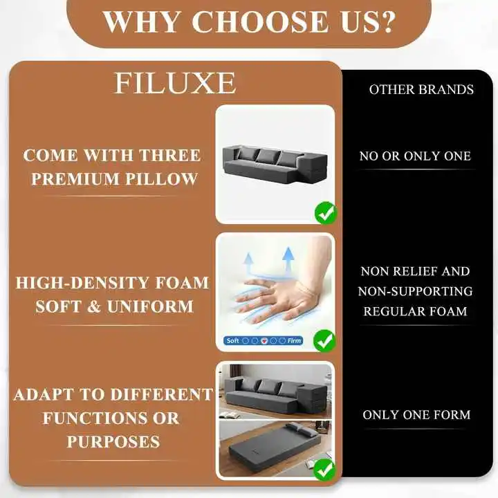 Custom Convertible Floor Sofa Bed & Futon Couch with High Density Compressed Foam