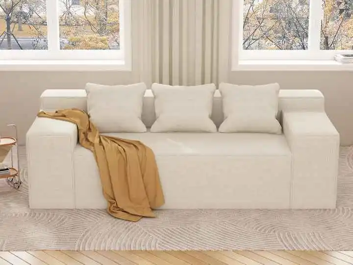 3-Seater Compressed Sofa with Resistant Linen and High Density Foam