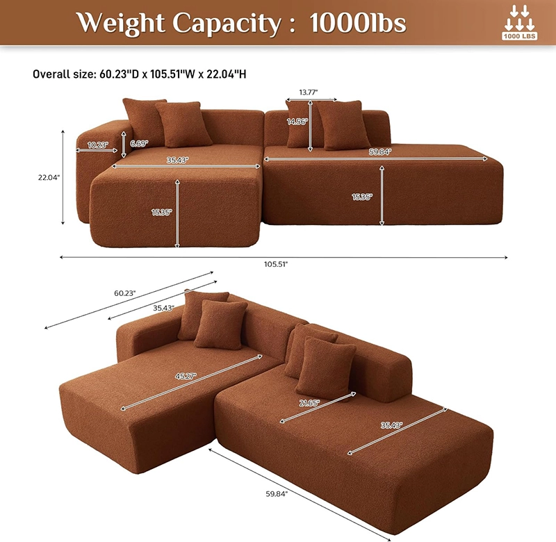 105" Boneless Compressed Couches: Space-Saving Sofas