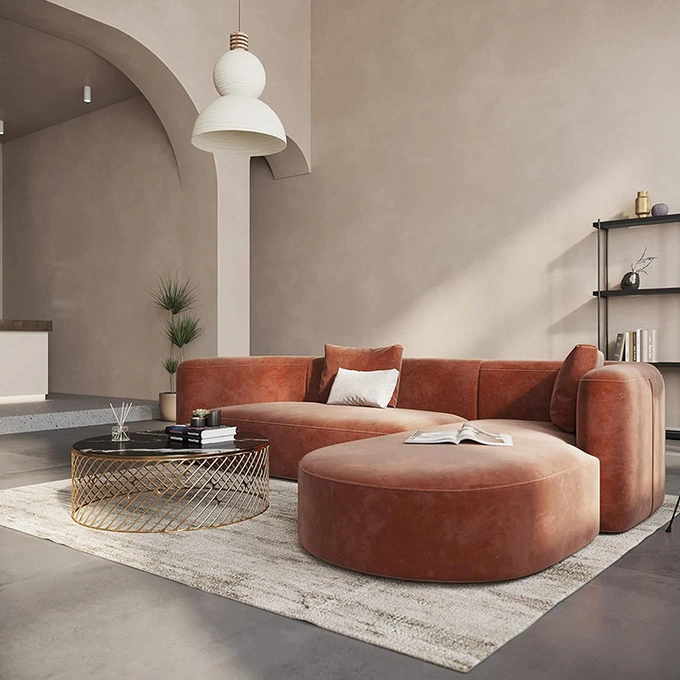 3-Seater Curved High Density Sponge Compressed Sofa for Home and Hotel