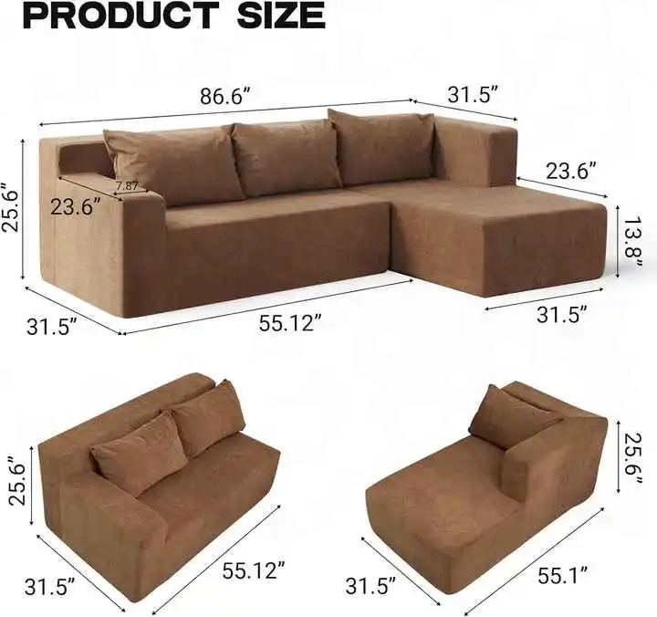 L Shape Modular Vacuum Compressible Sofa | Space-Saving Furniture