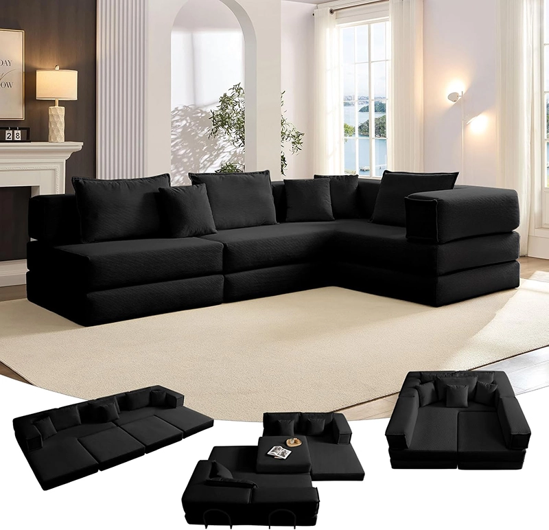 118" Living Room Modular Compressed Foam Sofa Bed