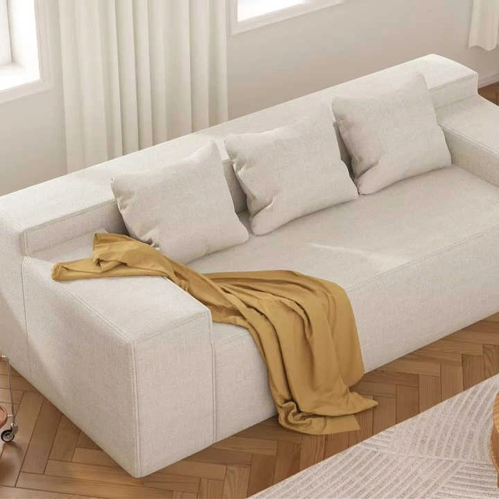 3-Seater Compressed Sofa with Resistant Linen and High Density Foam