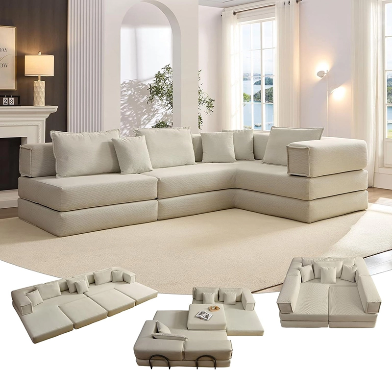 118" Living Room Modular Compressed Foam Sofa Bed