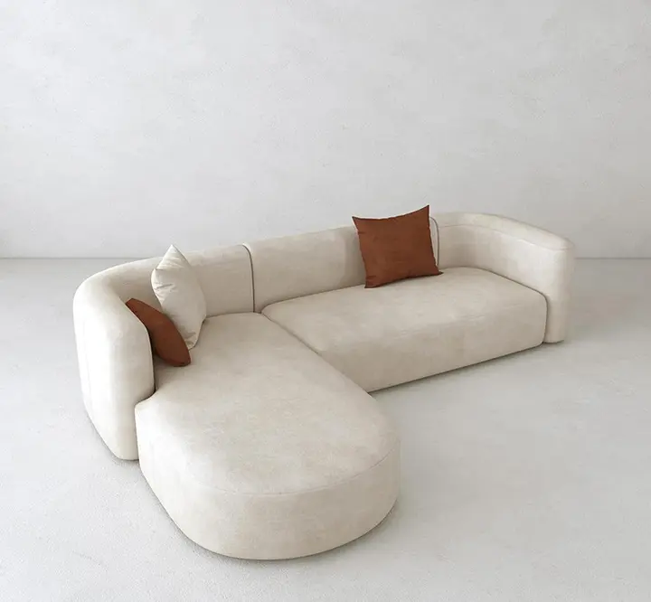 3-Seater Curved High Density Sponge Compressed Sofa for Home and Hotel