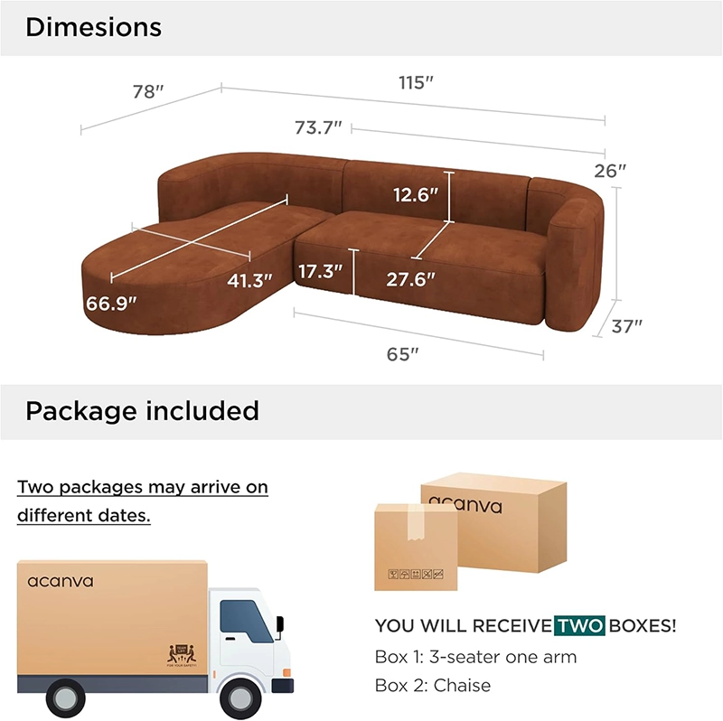 3-Seater Curved High Density Sponge Compressed Sofa for Home and Hotel