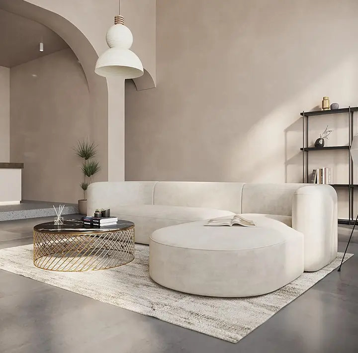 3-Seater Curved High Density Sponge Compressed Sofa for Home and Hotel