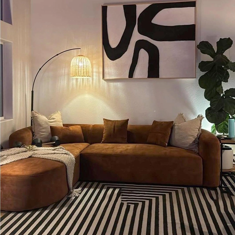 3-Seater Curved High Density Sponge Compressed Sofa for Home and Hotel