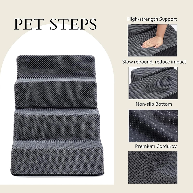 4-Step Compressible Foam Pets Steps For Dogs and Smaller Elder Pets