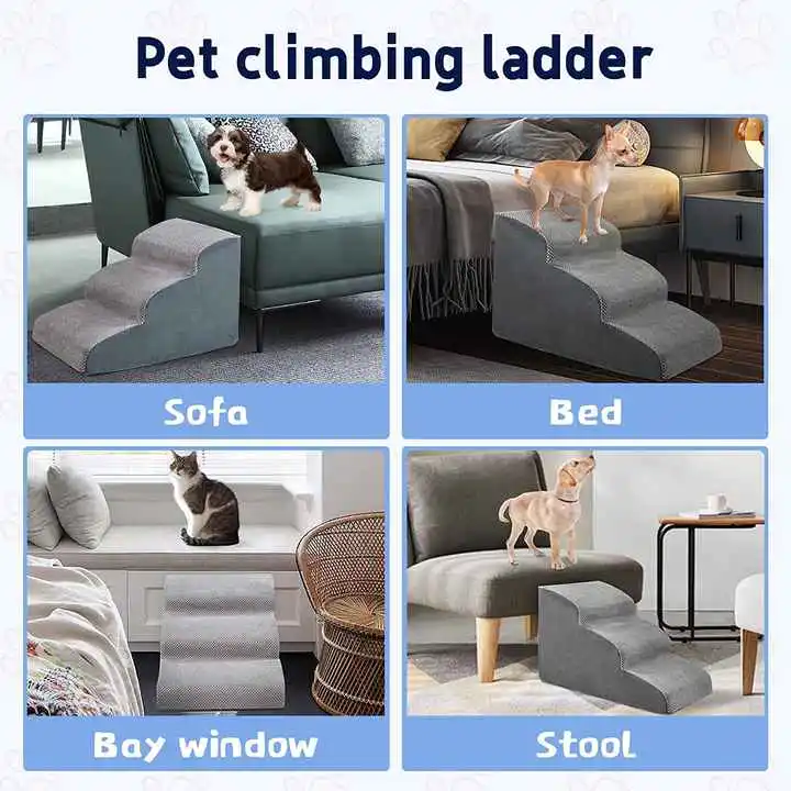 3 Steps Pet Stairs with High Density 30D Foam for Dogs and Cats