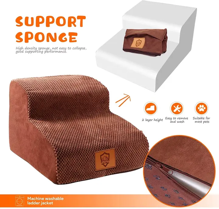2 Step High Elastic Sponge Dog Stair For Small Animals