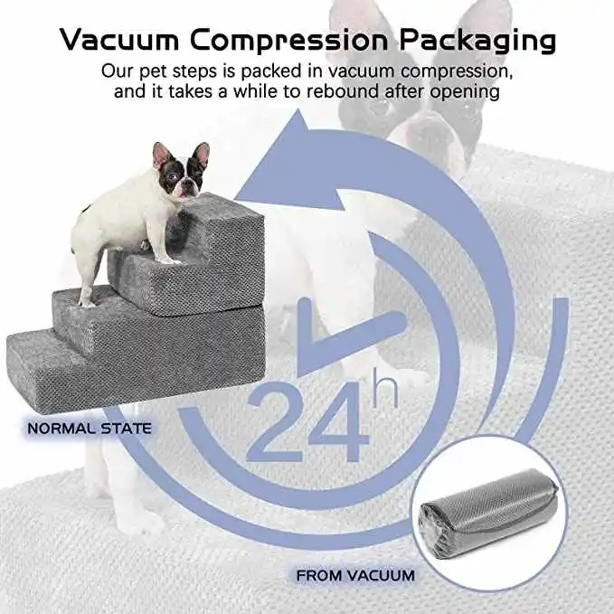 4-Step Compressible Foam Pets Steps For Dogs and Smaller Elder Pets