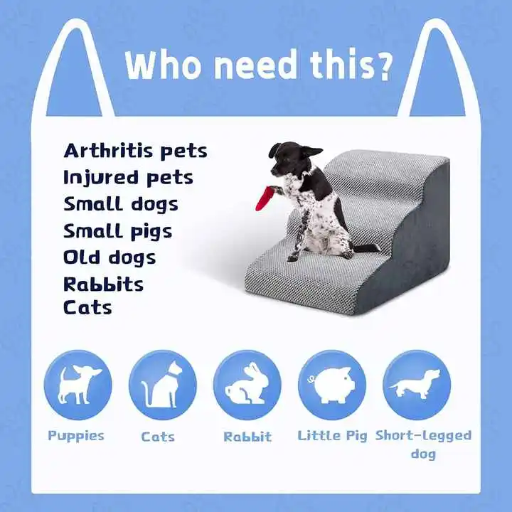 3 Steps Pet Stairs with High Density 30D Foam for Dogs and Cats