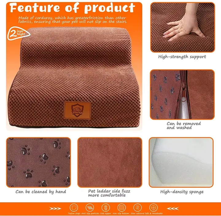 2 Step High Elastic Sponge Dog Stair For Small Animals