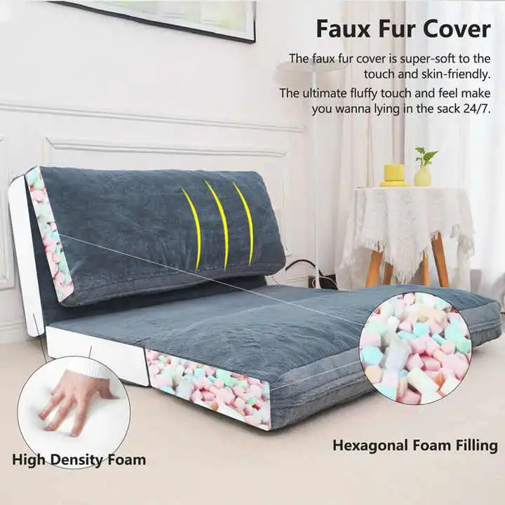 Folding Matress Sofa With Removable Washable Cover & Shredded Foam Filling