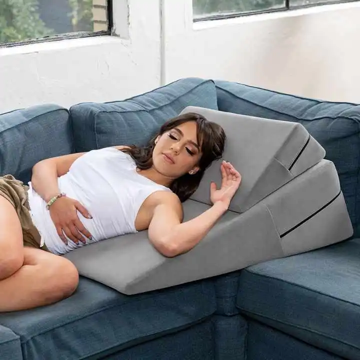 Compressed Foam Bed Wedge Pillow Set for Back and Knee Support