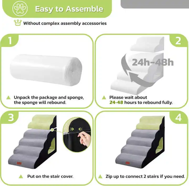 6 Steps Soft Foam Spliced Pet Stairs for High Bed