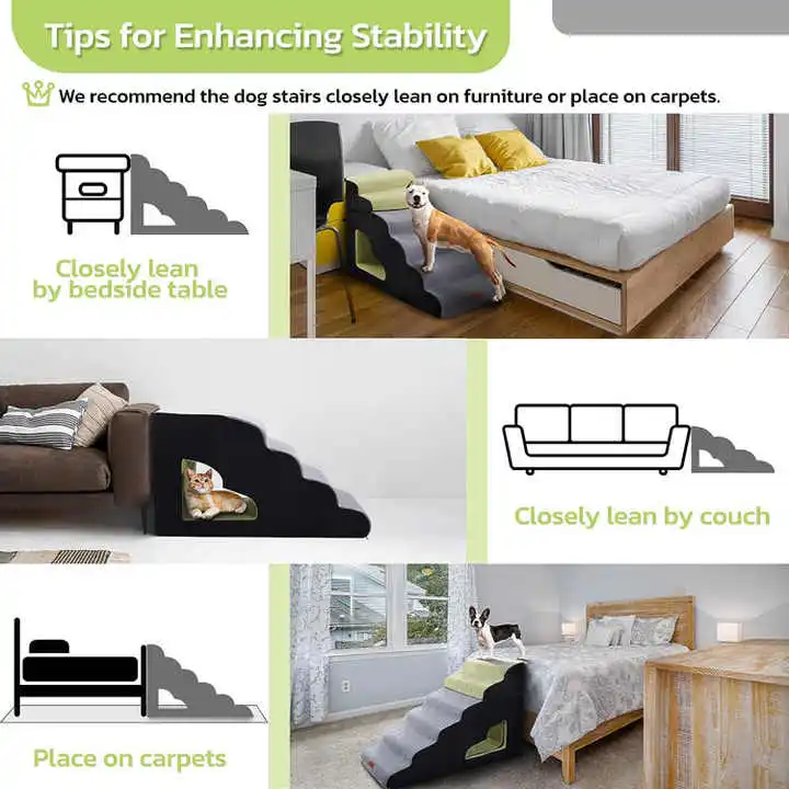 6 Steps Soft Foam Spliced Pet Stairs for High Bed