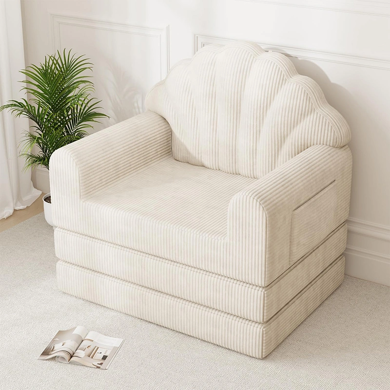 Shell Shape 2-in-1 Folding Sofa Bed with Freestanding Back