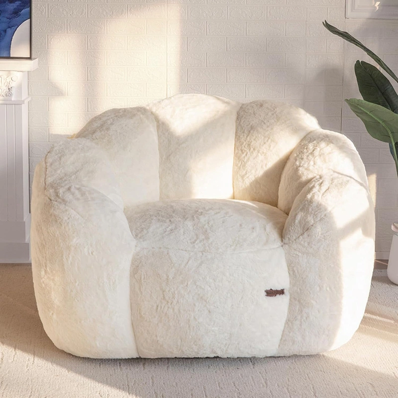 Floral Shaped Reading Sofa Chair With Faux Fur Cover