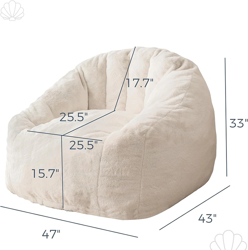 Seashell Shape Faux Fur Bean Bag Sofa: Compression Package