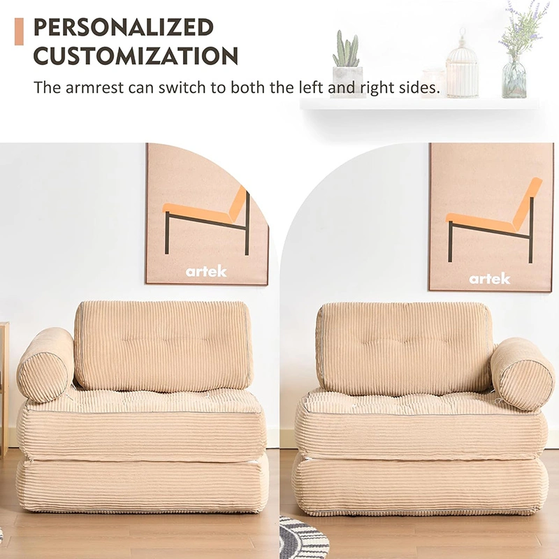 Armrest Folding Floor Couch Bed - Convertible Sleeper Chair