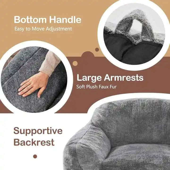 Oversized Lazy Sofa With Armrest and Compressible Shredded Foam