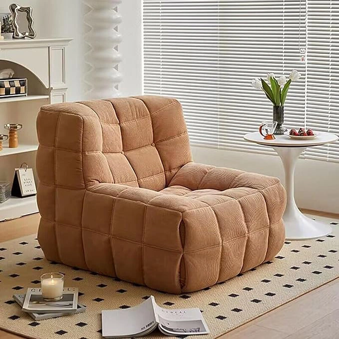 Waffle Square Single Lazy Sofa With Compressed Foam