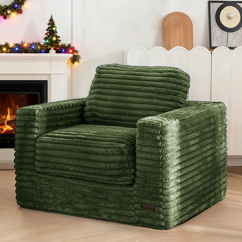 Single Compressed Foam Sofa Chair with 2 Pillows