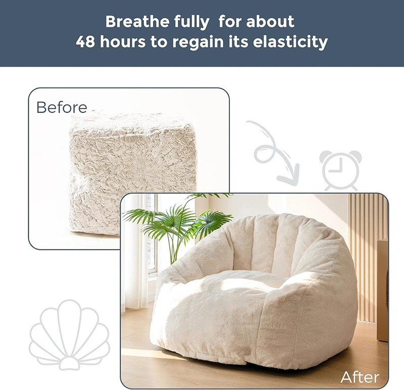 Seashell Shape Faux Fur Bean Bag Sofa: Compression Package