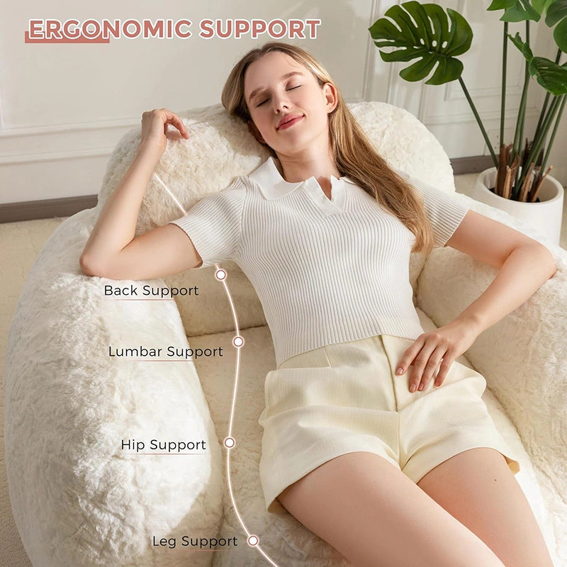 Pebble Shaped Bean Bag Sofa with Backrest & Armrests