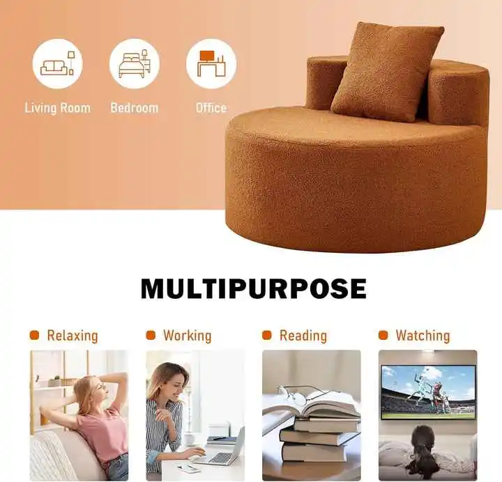 Round Lazy Chaise Lounge Sofa with Roll Compressed Package