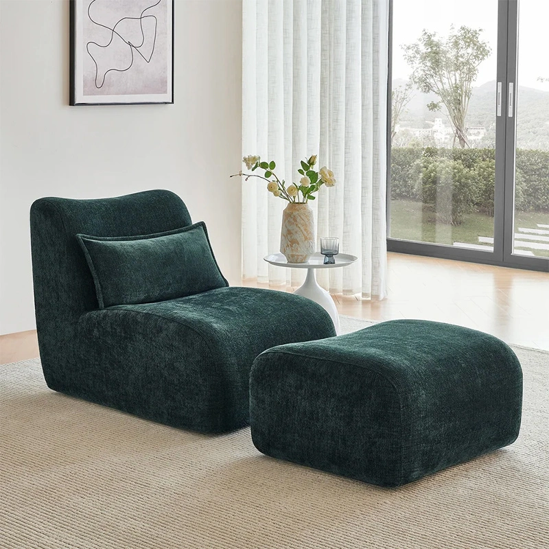 Single Compressed Lounge Chair Recliner with Ottoman