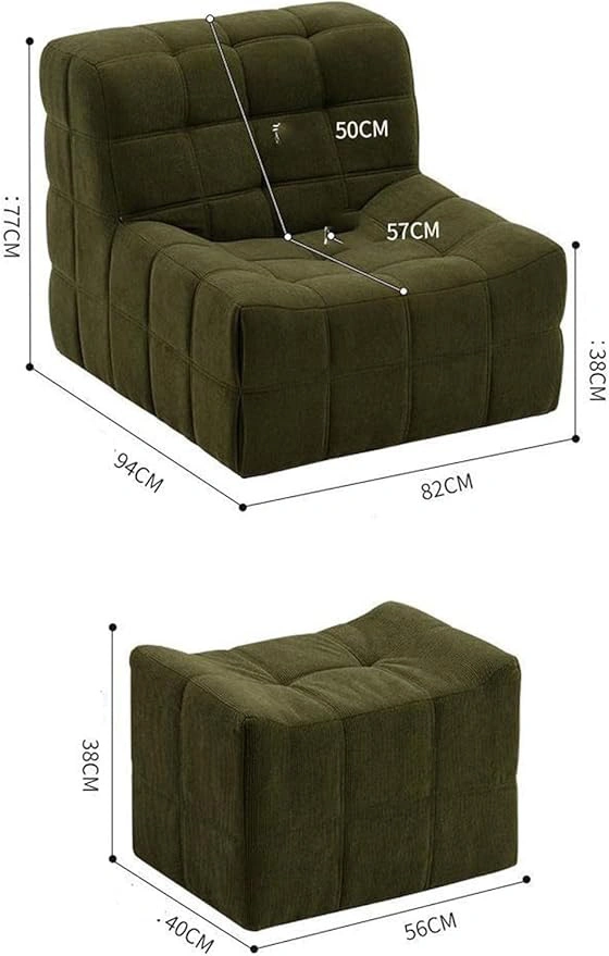 Waffle Square Single Lazy Sofa With Compressed Foam