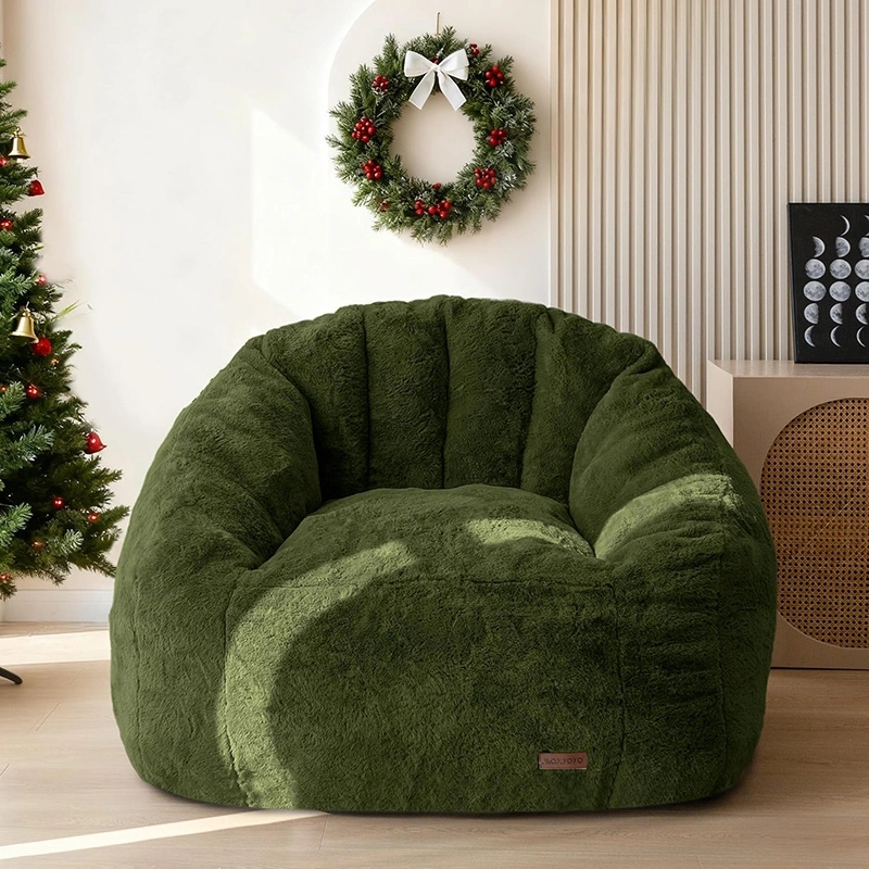 Seashell Shape Faux Fur Bean Bag Sofa: Compression Package