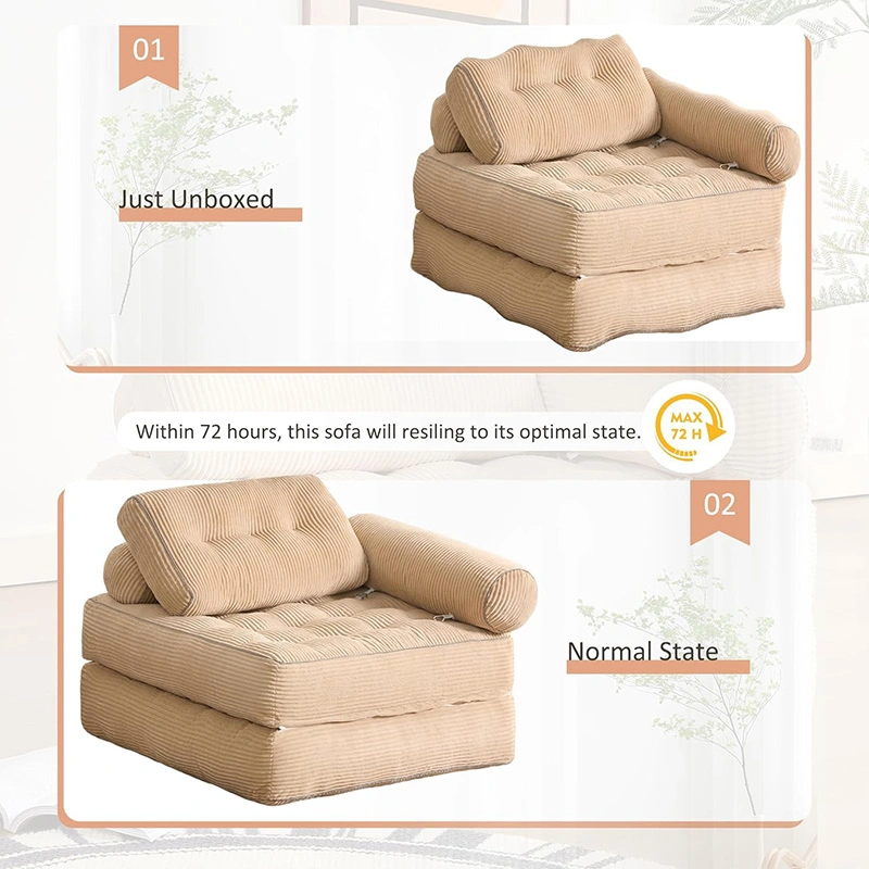 Armrest Folding Floor Couch Bed - Convertible Sleeper Chair