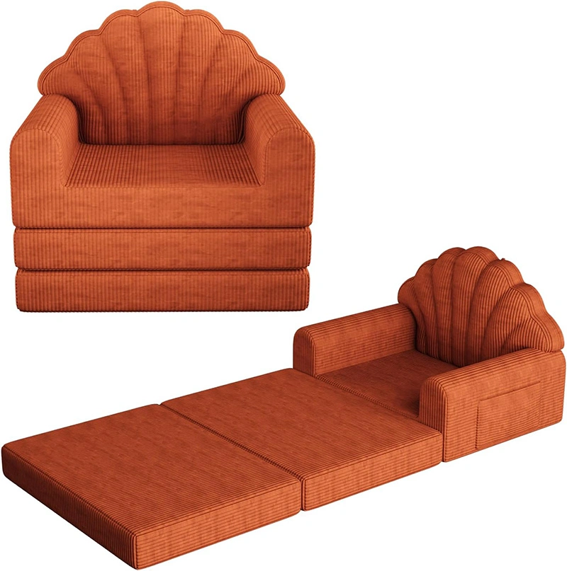 Shell Shape 2-in-1 Folding Sofa Bed with Freestanding Back