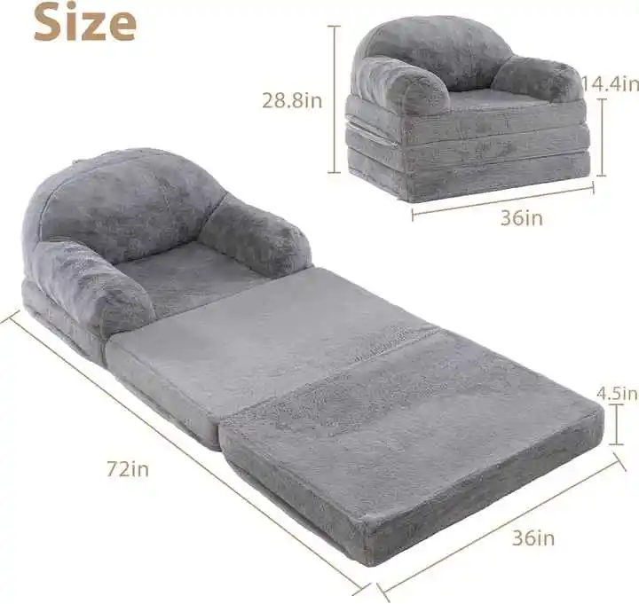 Ergonomic Faux Fur Folding Sofa Bed