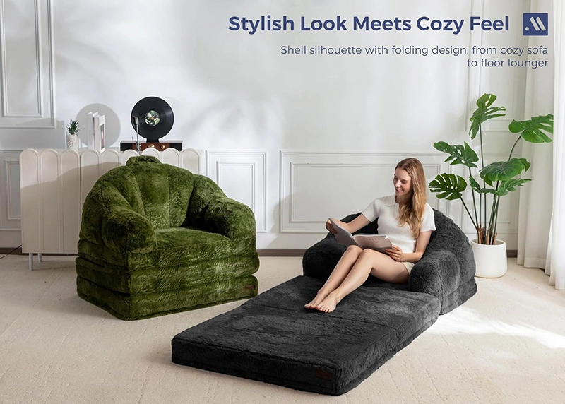 2 in 1 Flipout Floor Sofa Bed -  Shell Shape Folding Lounger