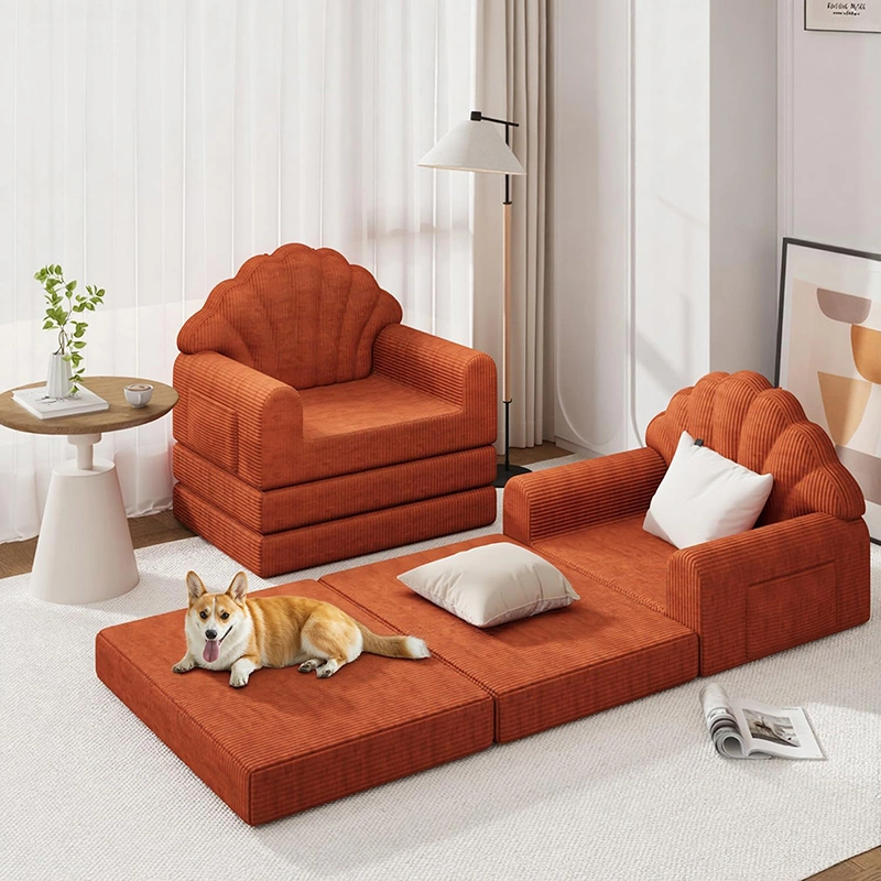 Shell Shape 2-in-1 Folding Sofa Bed with Freestanding Back
