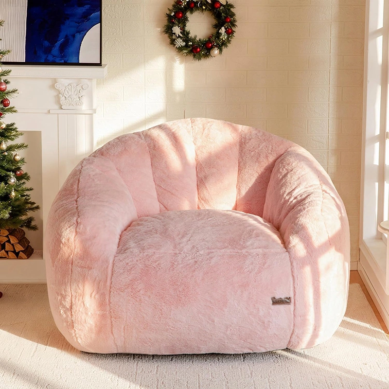 Seashell Shape Faux Fur Bean Bag Sofa: Compression Package