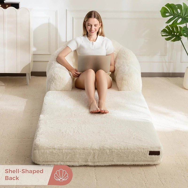 2 in 1 Flipout Floor Sofa Bed -  Shell Shape Folding Lounger