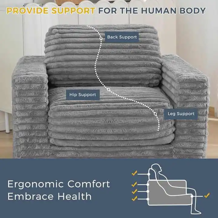 Single Compressed Foam Sofa Chair with 2 Pillows