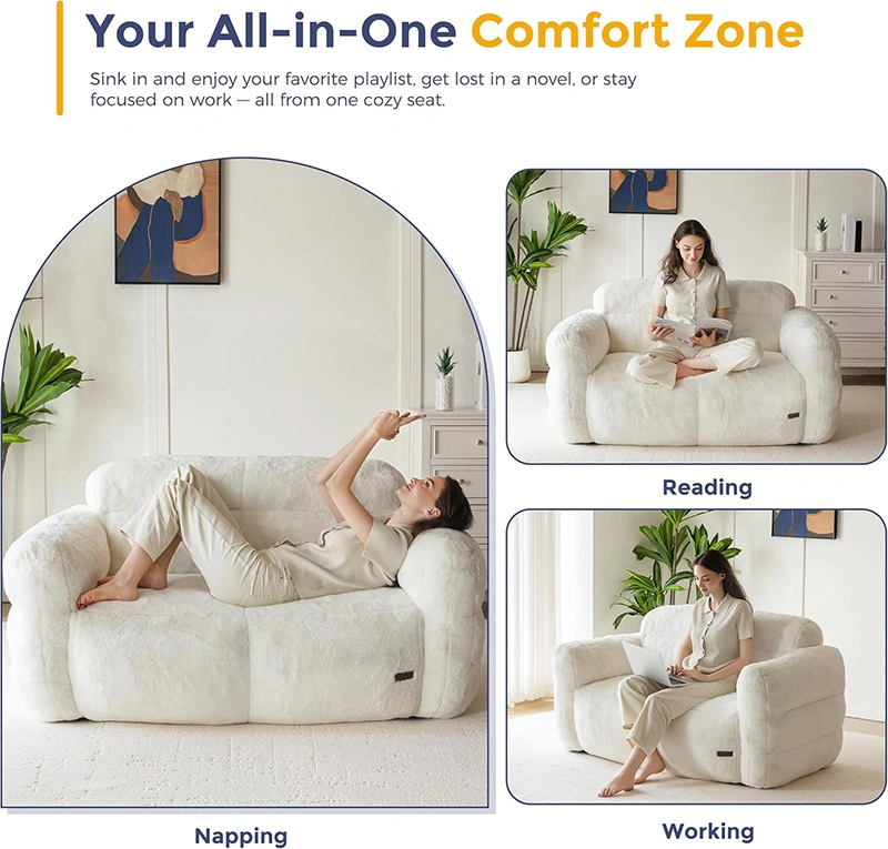 2-seater Faux Fur Soft Foam Sofa Chair