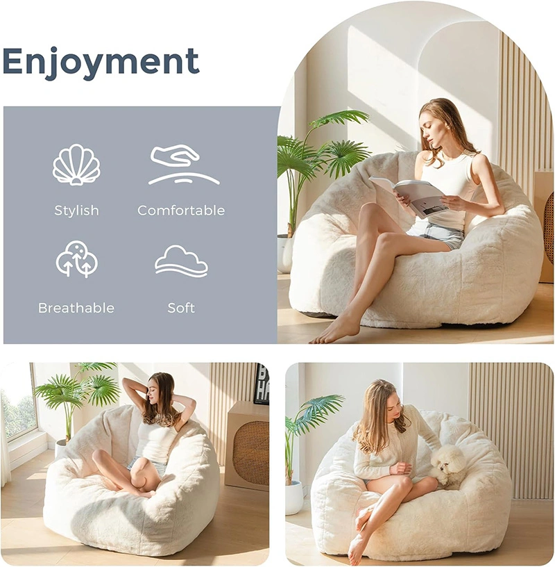 Seashell Shape Faux Fur Bean Bag Sofa: Compression Package