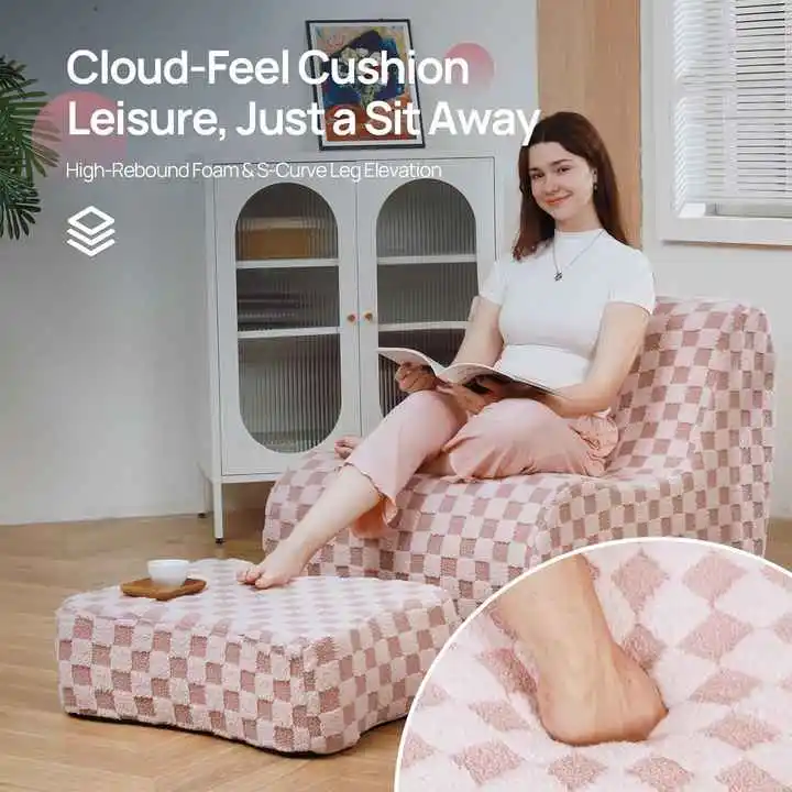Single One-piece Foam Sofa Chair with Ottoman