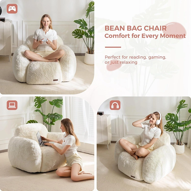 Pebble Shaped Bean Bag Sofa with Backrest & Armrests
