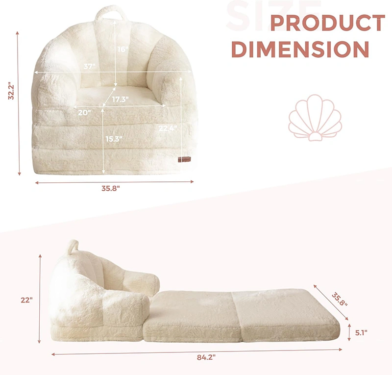 2 in 1 Flipout Floor Sofa Bed -  Shell Shape Folding Lounger