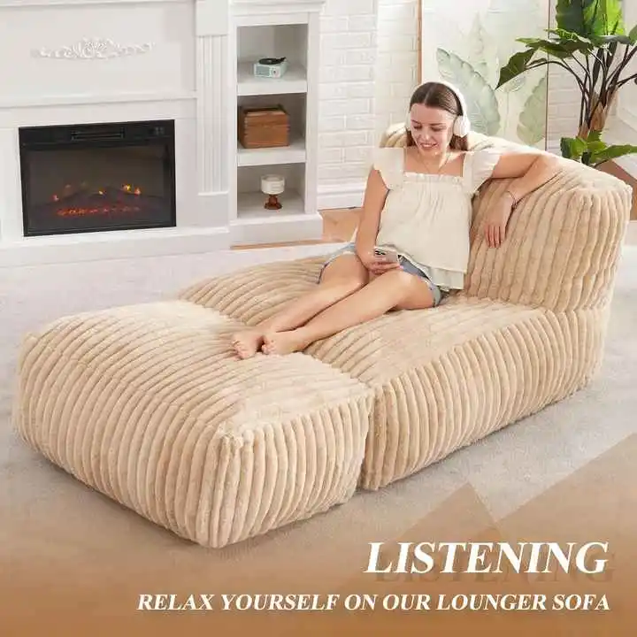 Cordury Bean Bag Sofa Chair with Ottoman