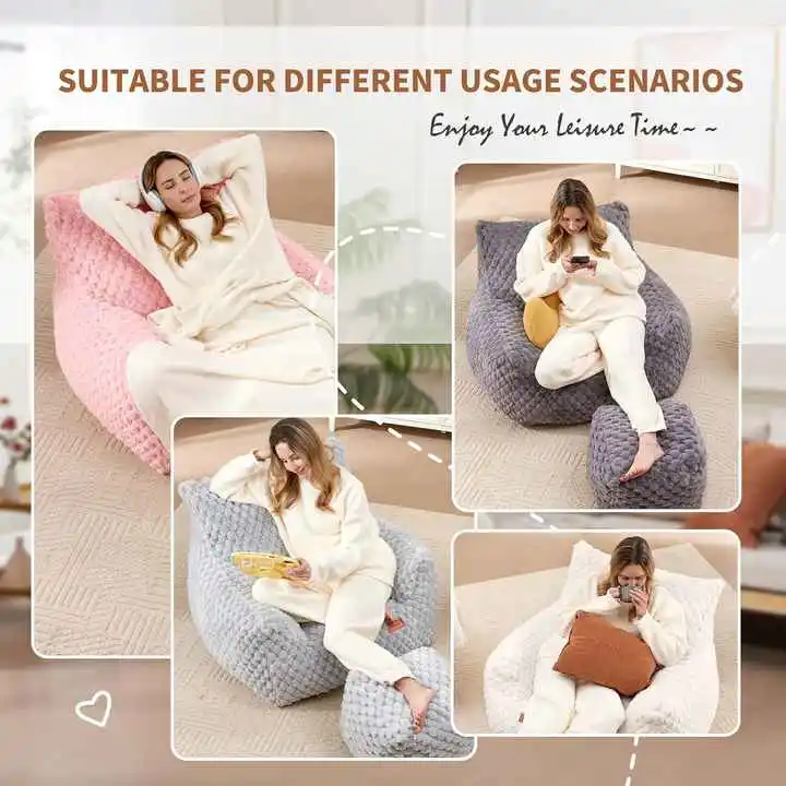 Sherred Foam Bean Bag Chair with Ottoman